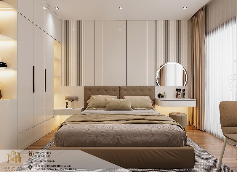 Thiết kế nội thất phòng ngủ hiện đại 25m2