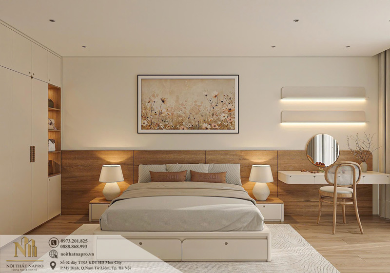 Thiết kế nội thất phòng ngủ hiện đại tối giản