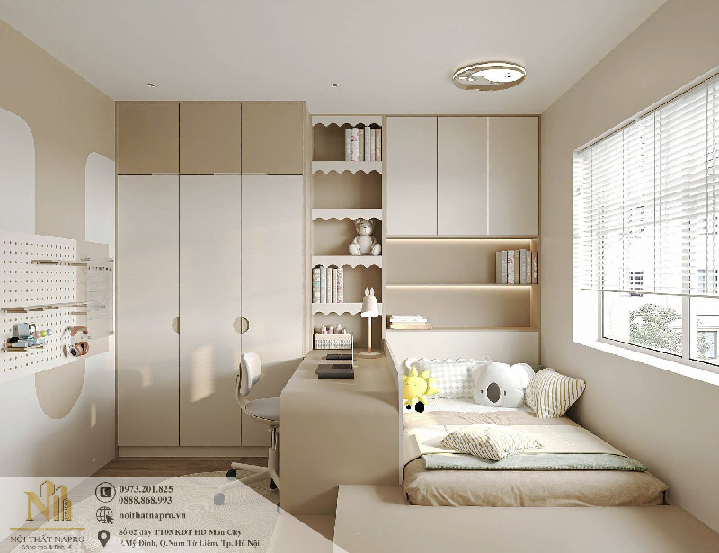Thiết kế nội thất phòng ngủ 10m2 cho bé