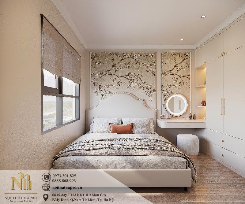 Thiết kế nội thất phòng ngủ 15m2 nhà anh Đức