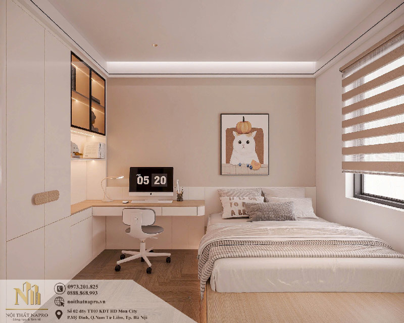 Thiết kế nội thất phòng ngủ nhỏ nhà chị Tuyết