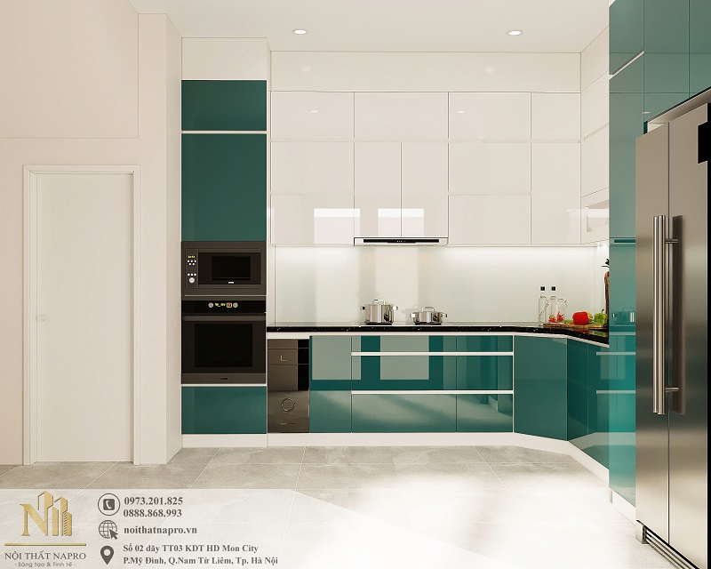 Tủ bếp acrylic NAC32 nhà cô Xuân - Hà Trì