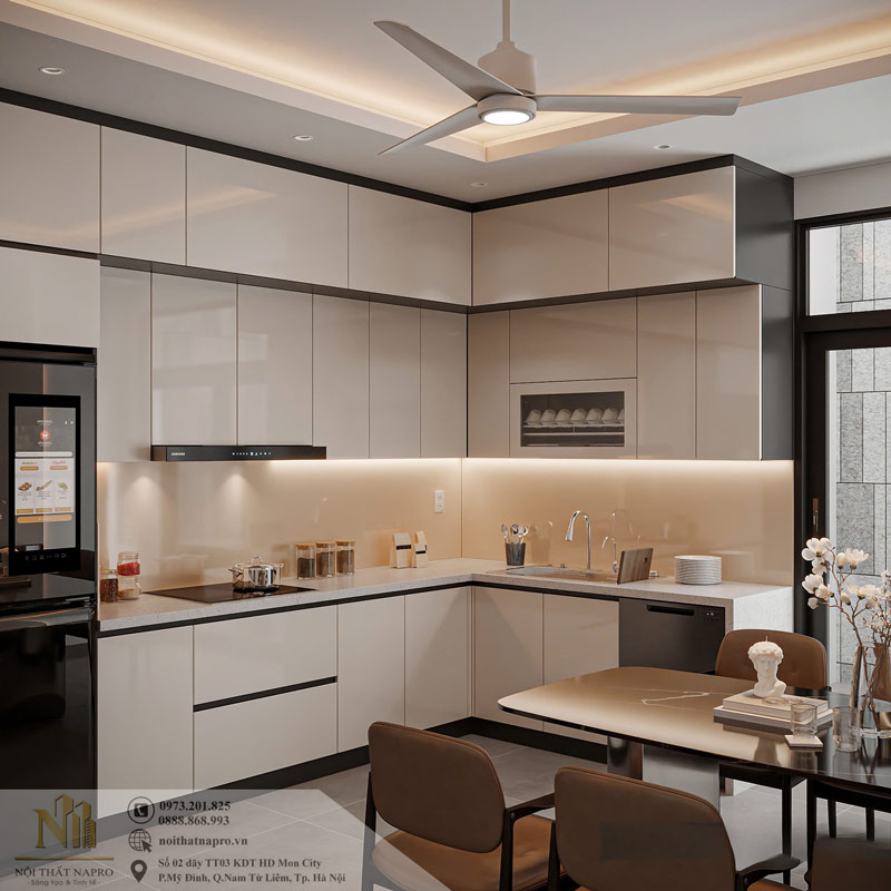 Tủ bếp Acrylic NAC35 nhà chị Hương