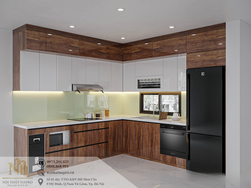 Tủ bếp Acrylic NAC39 nhà anh Bằng