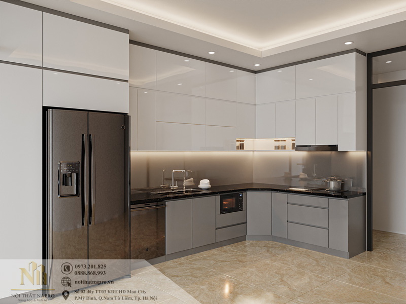 Tủ bếp Acrylic NAC43 nhà anh Tuấn