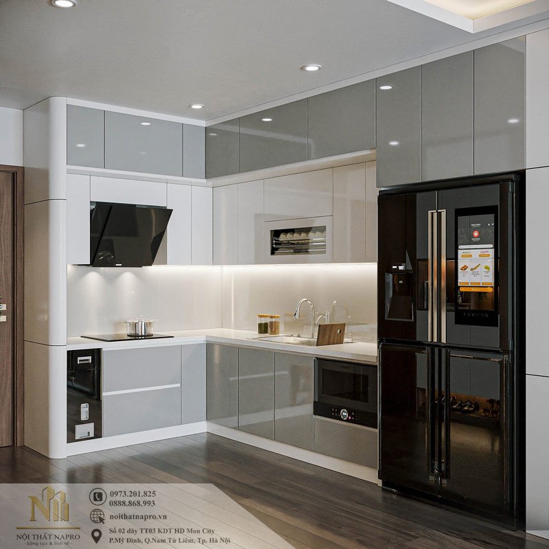 Tủ bếp Acrylic NAC45 nhà cô Thuỷ