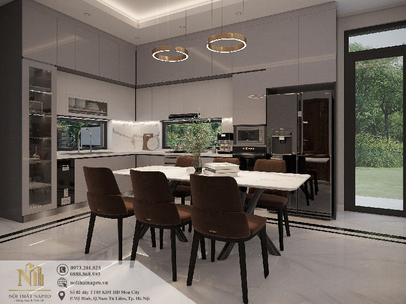 Tủ bếp Acrylic NAC46 nhà chị Trang