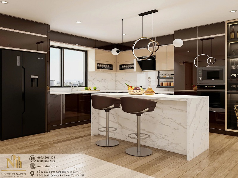 Tủ bếp cánh kính NCK35 nhà anh Tân - Bắc Ninh