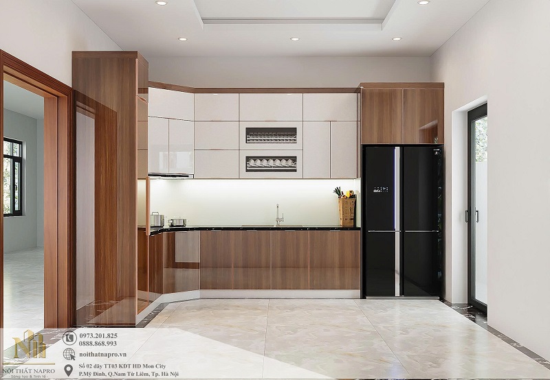 Tủ bếp cánh kính NCK39 nhà chú Đông