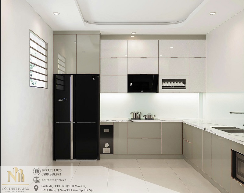 Tủ bếp cánh kính NCK40 nhà anh Tùng - Thuỵ Khuê