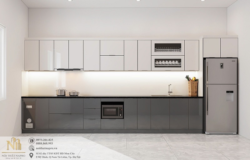 Tủ bếp cánh kính NCK41 nhà anh Hiếu