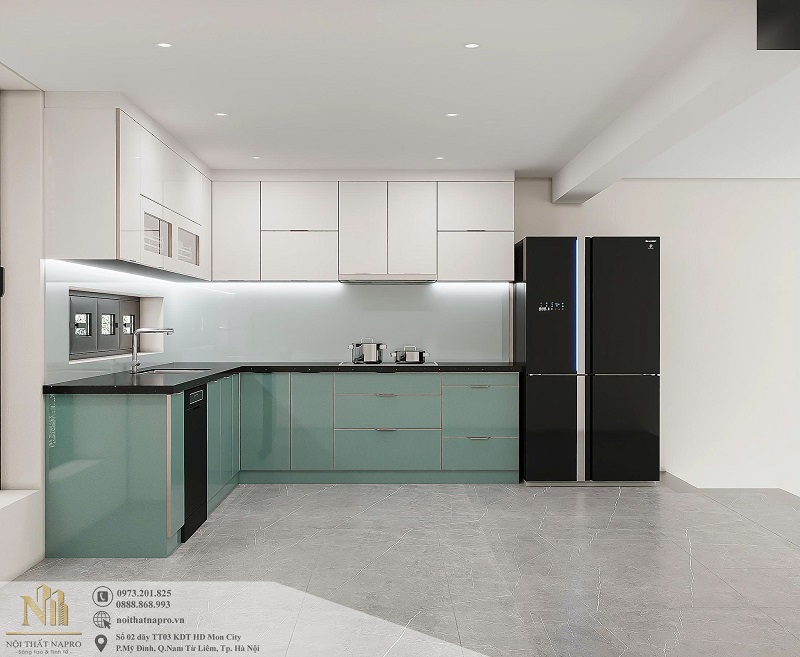 Tủ bếp cánh kính NCK44 nhà anh Chiến