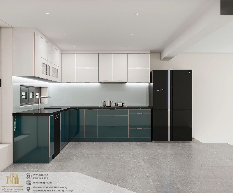 Tủ bếp cánh kính NCK45 nhà anh Chiến