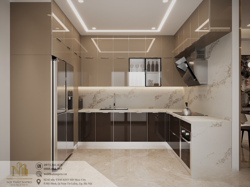 Tủ bếp cánh kính NCK52 nhà chị Yến