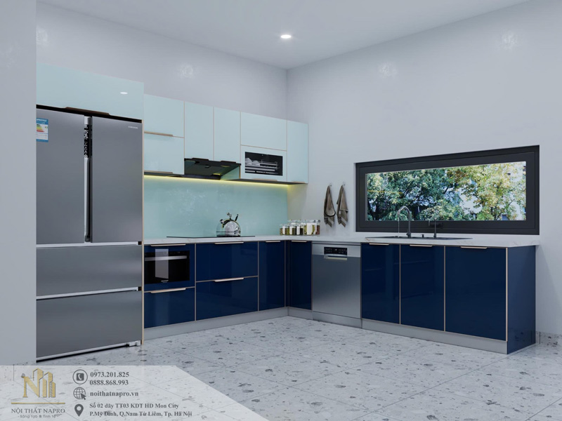 Tủ bếp cánh kính NCK54 tại Hưng Yên