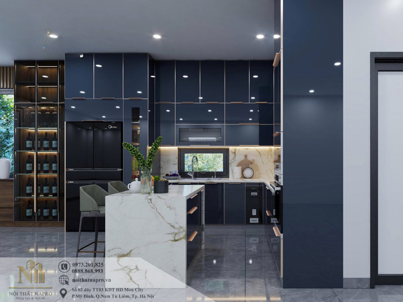 Tủ bếp cánh kính NCK55 nhà anh Hải