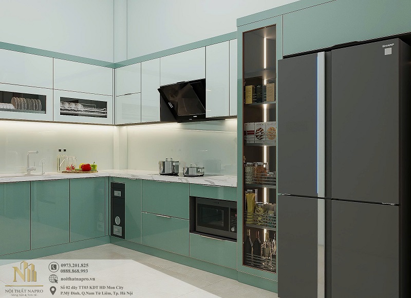 Tủ bếp cánh kính NCK58 nhà chị Hồng