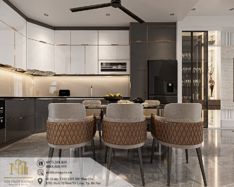 Tủ bếp cánh kính NCK65 nhà chị Tuyến