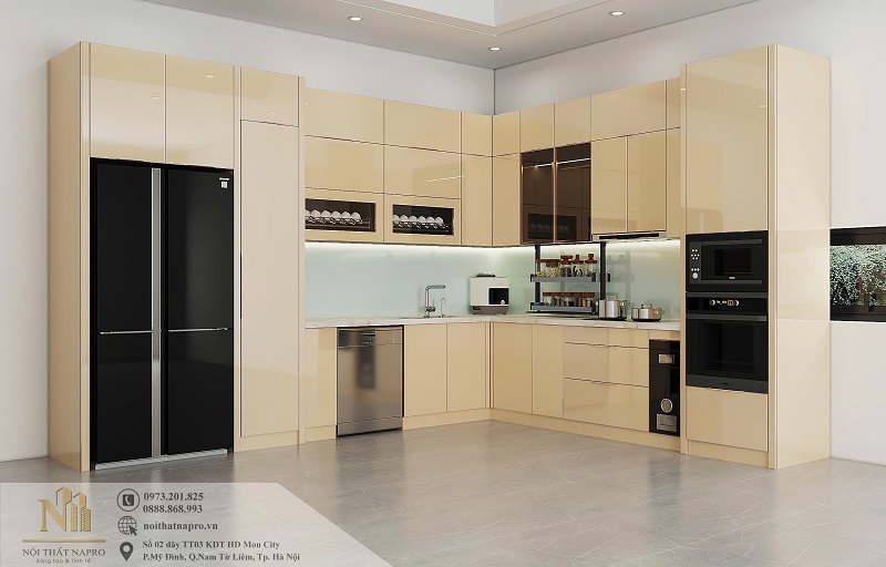 Tủ bếp cánh kính NCK68 nhà anh Đánh