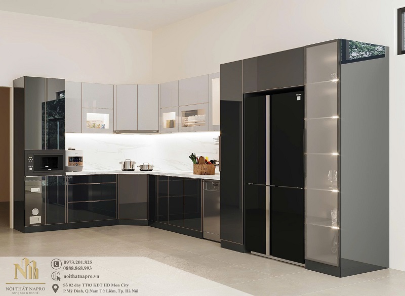Tủ bếp cánh kính NCK69 nhà chị Liên