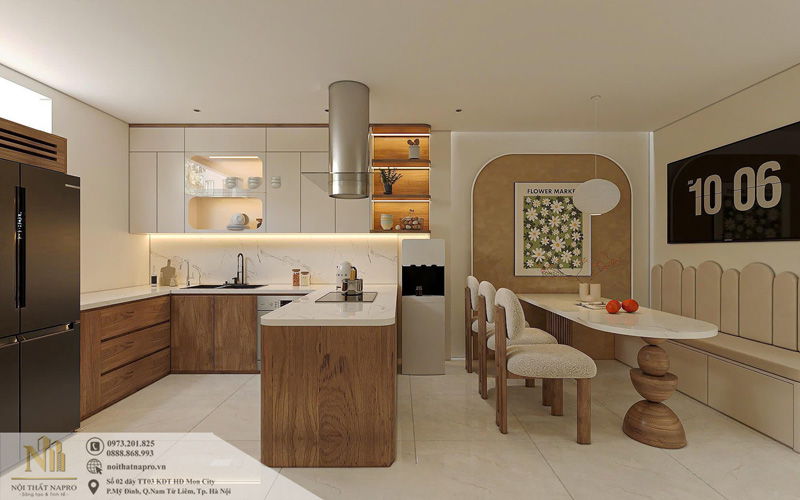 Tủ bếp Laminate NLA24 chữ U hiện đại