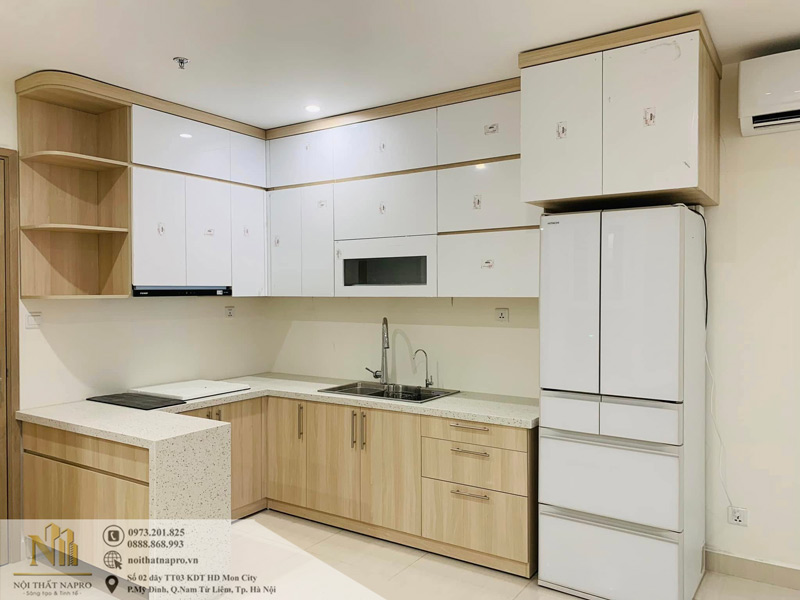 Tủ bếp Melamine NME23 nhà chị Hoa